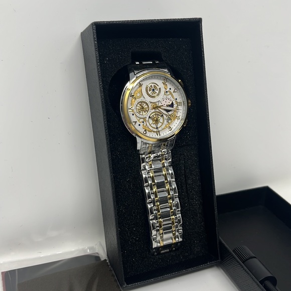 Mens watch gold silver two tone Christmas gift sale - Picture 2 of 4